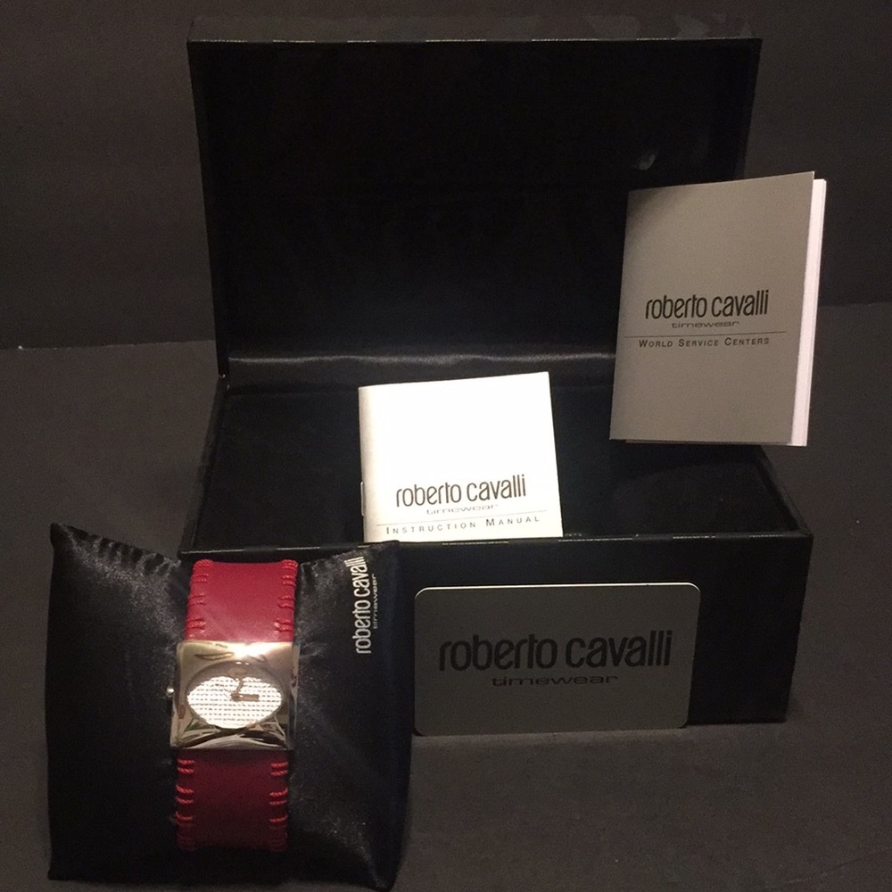 NWOT Real Diamond Roberto Cavalli Red Leather W